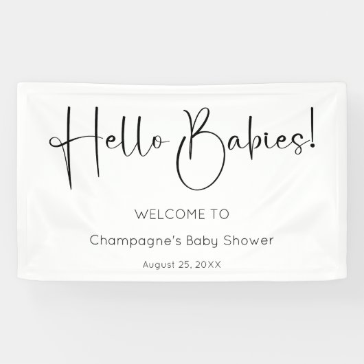 Banderoles Hello Babies Baby shower de script moderne (Horizontal)