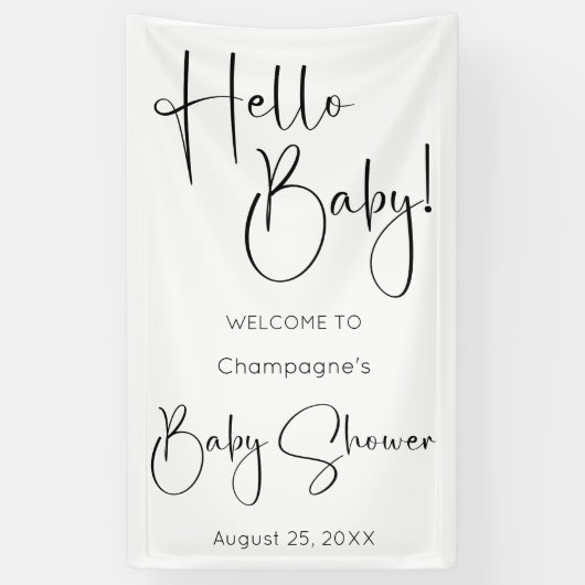 Banderoles Hello Baby Modern Script Baby shower (Vertical)