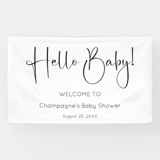 Banderoles Hello Baby Modern Script Baby shower (Horizontal)