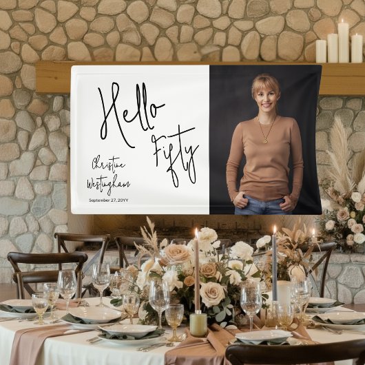 Banderoles Hello Fifty Photo Script 50th Birthday Party