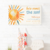 Banderoles Here Comes the SON Boho Baby Shower Banner (En situation)