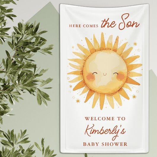 Banderoles Here Comes The Son Boho Cute Baby Shower Welcome