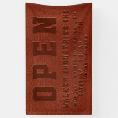 Banderoles Heures d'ouverture d'affaires en cuir végétal Brow (Vertical)