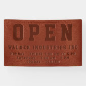 Banderoles Heures d'ouverture d'affaires en cuir végétal Brow (Horizontal)