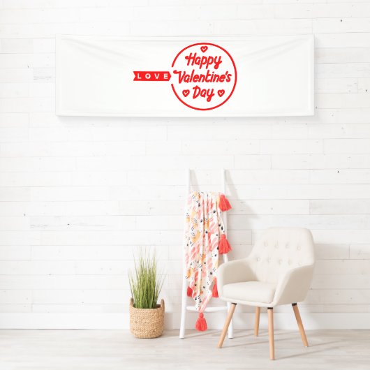 Banderoles Heureuse Sainte-Valentin Love 2.5x8 Vinyl Banner (En situation)