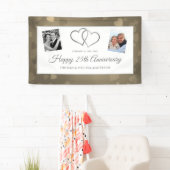 BANDEROLES HEUREUX 25E ANNIVERSAIRE COEURS ET PHOTOS D'ARGENT (En situation)