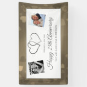 BANDEROLES HEUREUX 25E ANNIVERSAIRE COEURS ET PHOTOS D'ARGENT (Vertical)