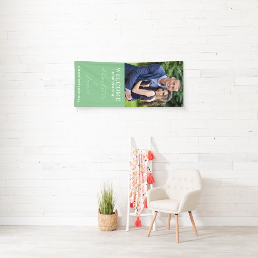 Banderoles Heureux Couple Photo | Bienvenue au Mariage vert (En situation)