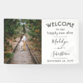 Banderoles Heureux Jamais après un simple Mariage photo Accue (Horizontal)