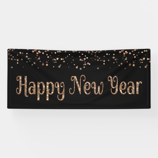 Banderoles HEUREUX NOUVEL AN Cuivre Gold Confetti (Horizontal)