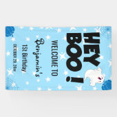 Banderoles Hey Boo Blue Halloween Ghost fête d'anniversaire (Horizontal)
