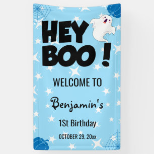 Banderoles Hey Boo Blue Halloween Ghost fête d'anniversaire