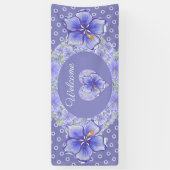 Banderoles Hibiscus & dentelle BLEU (Vertical)