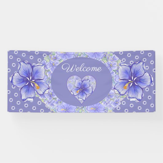 Banderoles Hibiscus & dentelle BLEU (Horizontal)