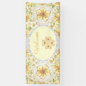 Banderoles Hibiscus & dentelle JAUNE (Vertical)