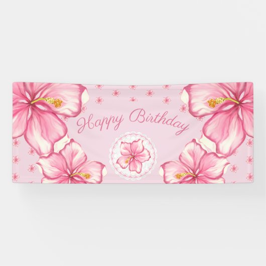 Banderoles Hibiscus & dentelle PINK (Horizontal)