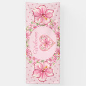 Banderoles Hibiscus & dentelle PINK (Vertical)