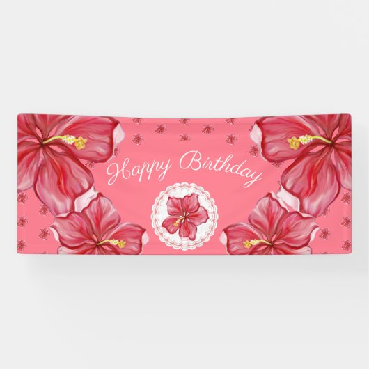 Banderoles Hibiscus & dentelle RED (Horizontal)