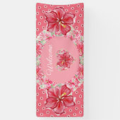 Banderoles Hibiscus & dentelle RED (Vertical)