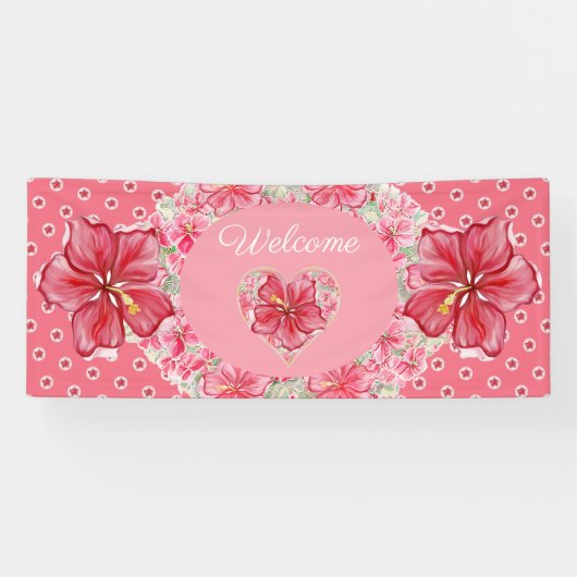 Banderoles Hibiscus & dentelle RED (Horizontal)