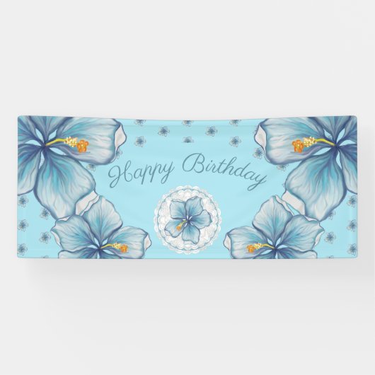 Banderoles Hibiscus & dentelle TURQUOISE (Horizontal)