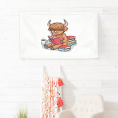Banderoles Highland Cattle Cow Lire les livres Boire Café Cla (En situation)