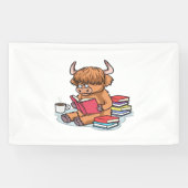 Banderoles Highland Cattle Cow Lire les livres Boire Café Cla (Horizontal)