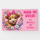 Banderoles Highland Cow Moo-ve Plus de 4e anniversaire (Horizontal)