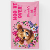 Banderoles Highland Cow Moo-ve Plus de 4e anniversaire (Vertical)