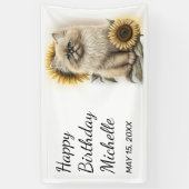 Banderoles Himalayan Kitten Chat Tournesols Joyeux anniversai (Vertical)