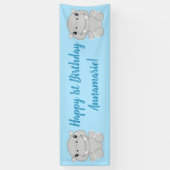 Banderoles Hippo Anniversaire bleu (Vertical)