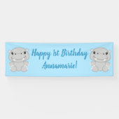 Banderoles Hippo Anniversaire bleu (Horizontal)