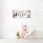 Banderoles Hiver Bois Animaux Baby shower d'aquarelle (En situation)