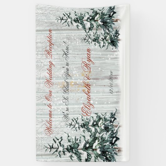Banderoles Hiver Merveilles Mariage BirchTrees Stars Neige (Vertical)