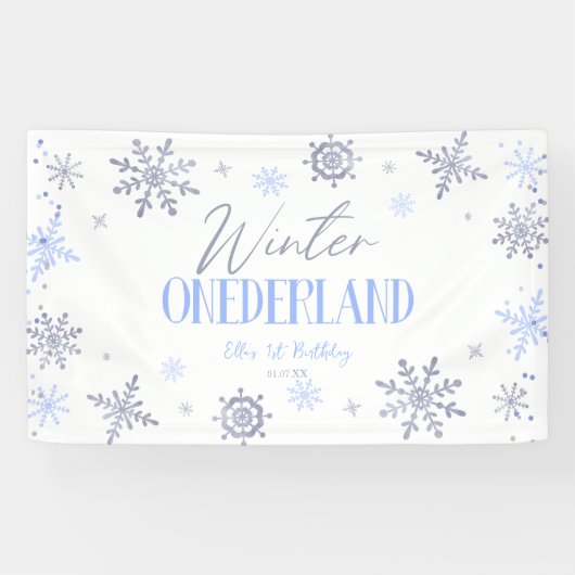 Banderoles Hiver ONE derland Flocon de neige 1er anniversaire (Horizontal)