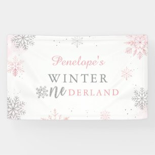 Banderoles Hiver Onederland Pink Silver 1er anniversaire