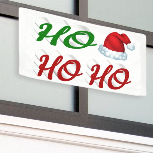 Banderoles Ho Ho Ho Santa Hat Noël rouge vert script (Bâtiment extérieur)