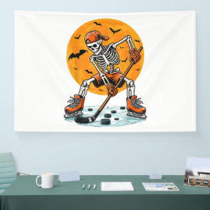 Banderoles Hockey sur glace squelette Halloween épouvantable