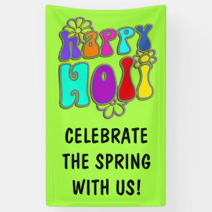 Banderoles holiES - HAPPY HOLI fleurs aux contours colorés 1
