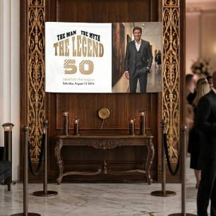 Banderoles Homme Mythe Légende Luxe Noir Or 50ème Bienvenue