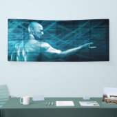 Banderoles Homme présent un concept comme arrière - plan de (Salon professionnel)