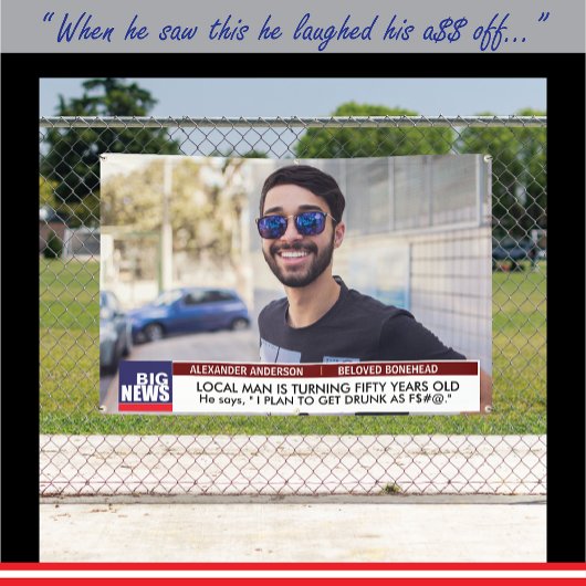 Banderoles Homme's Funny 50th Birthday 📺 TV News 40th 60th