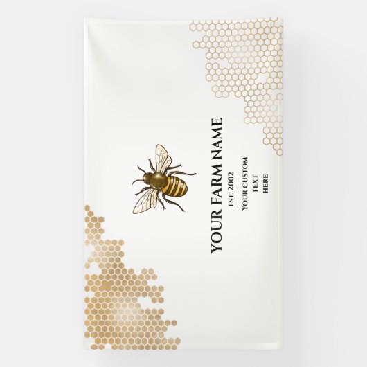 Banderoles Honeypeb Bee Farm apiculteur Apiariste abeilles bu (Verticale)