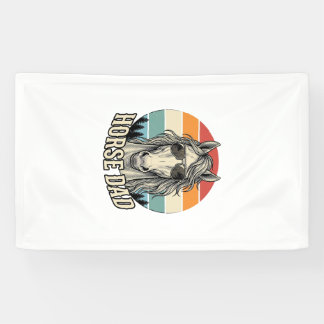 Banderoles Horse Dad Vintage Sunset Engraving Vector Design_1