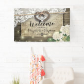 Banderoles Horseshoe Hydrangea Rustic Wood Mariage Bienvenue (En situation)
