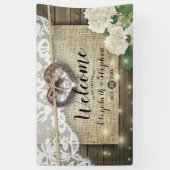 Banderoles Horseshoe Hydrangea Rustic Wood Mariage Bienvenue (Vertical)