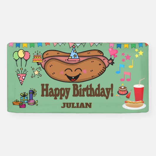 Banderoles hot dog themed personalized birthday (Horizontal)