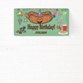 Banderoles hot dog themed personalized birthday (Insitu)