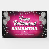 Banderoles Hot Pink and Silver Happy Retirement  (Horizontal)