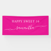 Banderoles Hot rose blanc Jappy Sweet 16 Heart Swash Nom (Horizontal)